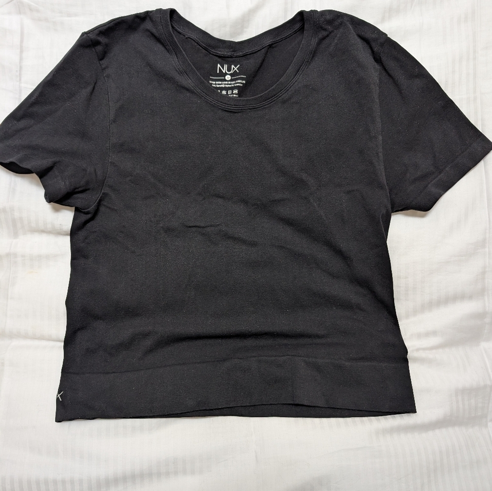 NUX Crop Stretch Short Sleeve Tee Shirt M Black